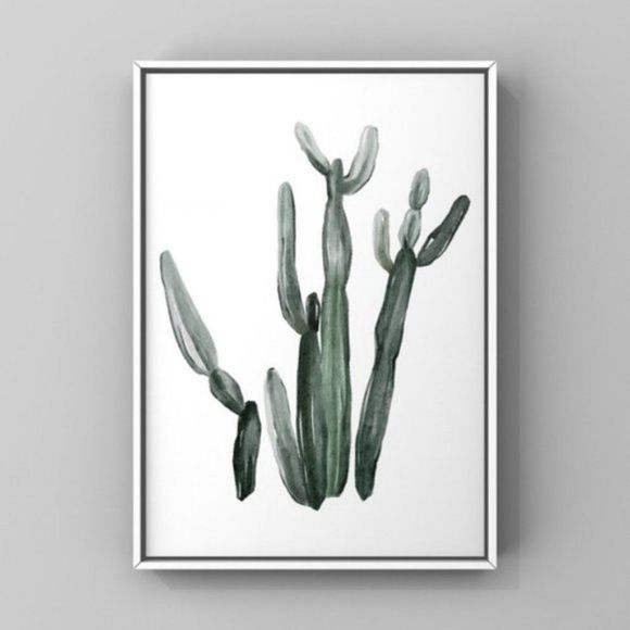 Modern minimalist watercolor cactus art print - Picture 1 of 2